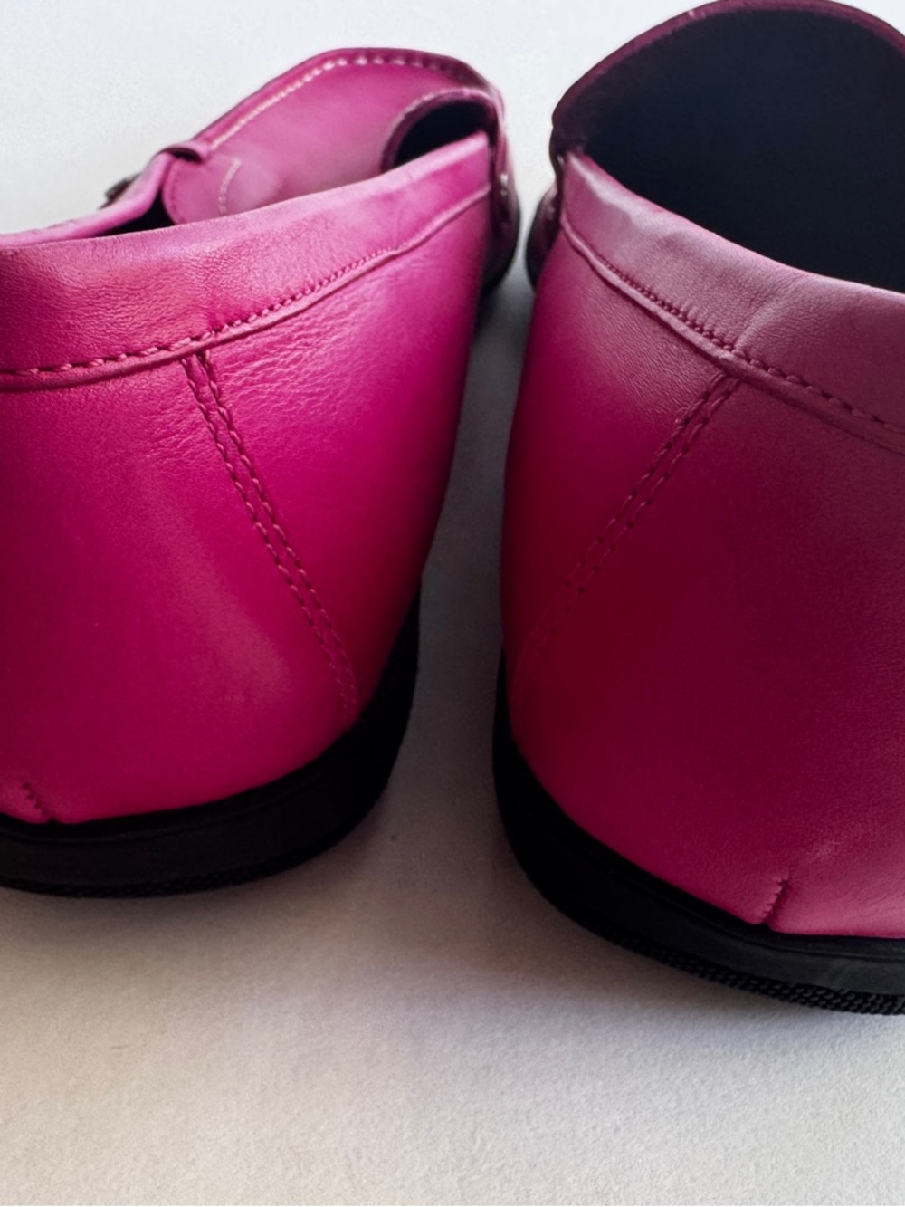 Coach Daisy Loafer Fuchsia Pink Leather Driver Flat White Stitch Size 11.5 - Picture 10 of 14